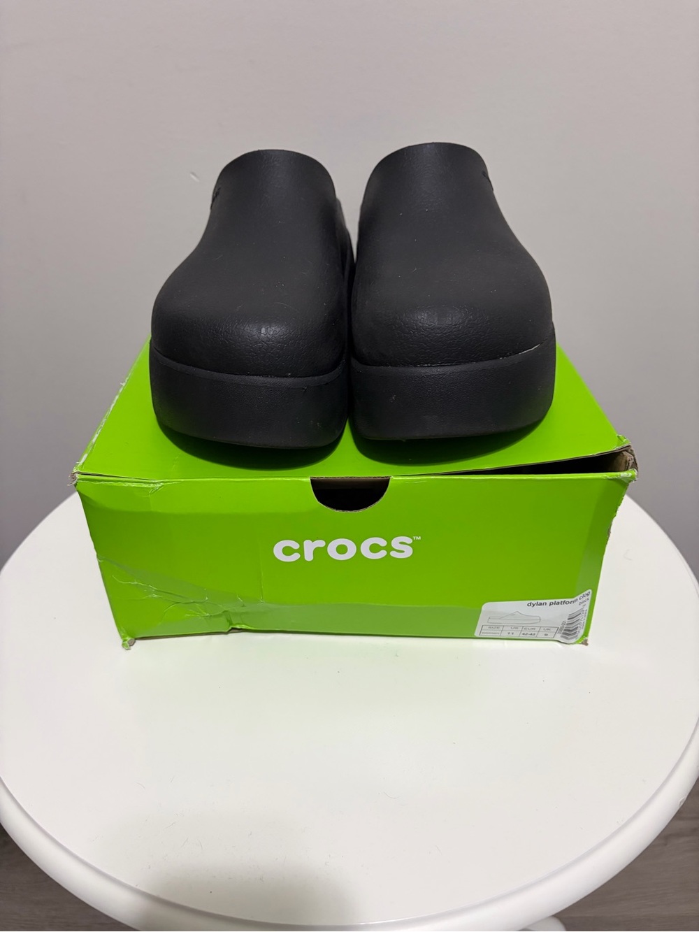 CROCS Black Platform Clogs — Elevated Slip-On